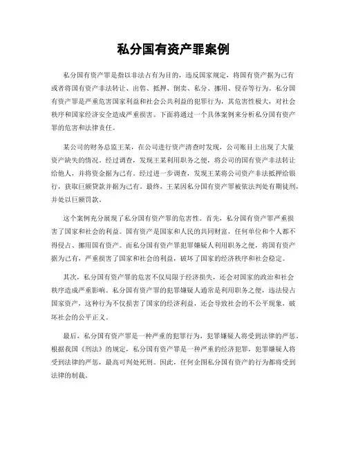 私分国有资产罪案例