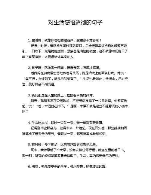 对生活感悟透彻的句子