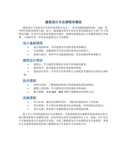 建筑设计专业课程有哪些