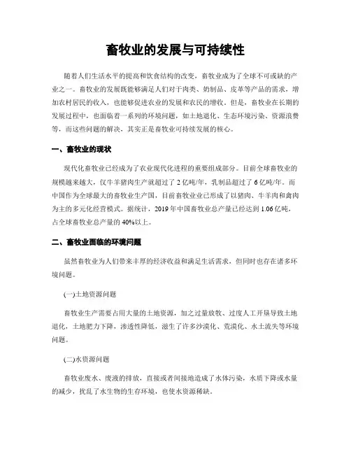 畜牧业的发展与可持续性