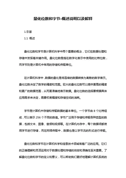 量化位数和字节-概述说明以及解释