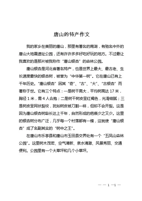 唐山的特产作文