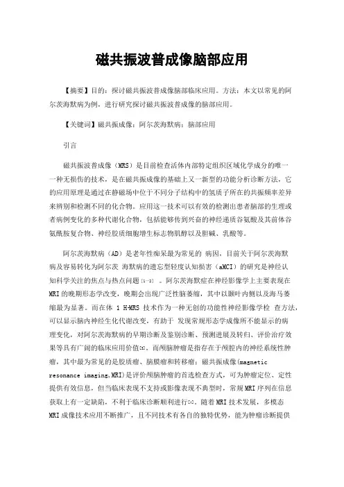 磁共振波普成像脑部应用