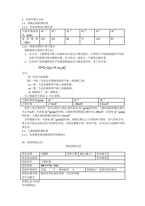 大肠杆菌实验结果与分析