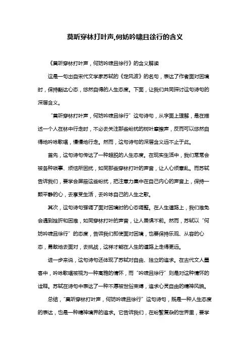 莫听穿林打叶声,何妨吟啸且徐行的含义