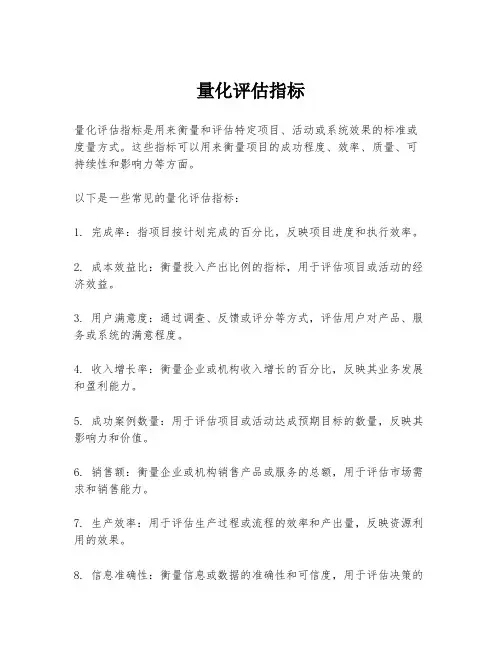 量化评估指标