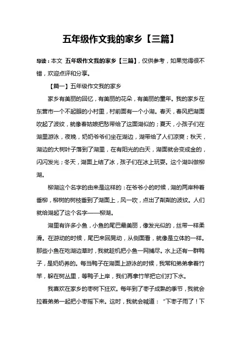 五年级作文我的家乡【三篇】