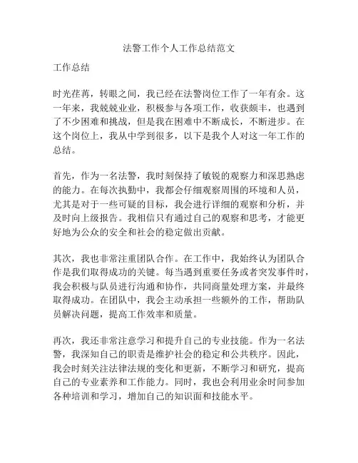 法警工作个人工作总结范文