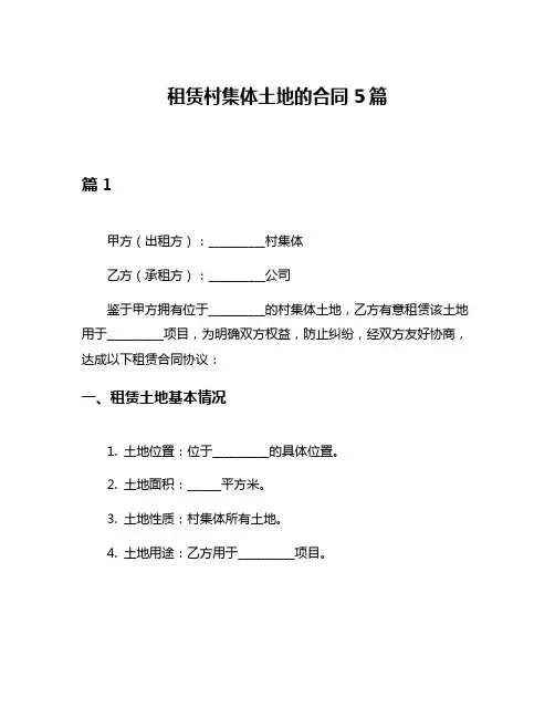 租赁村集体土地的合同5篇