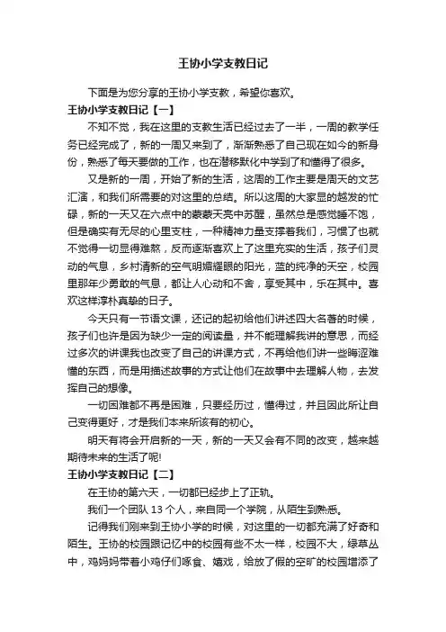 王协小学支教日记