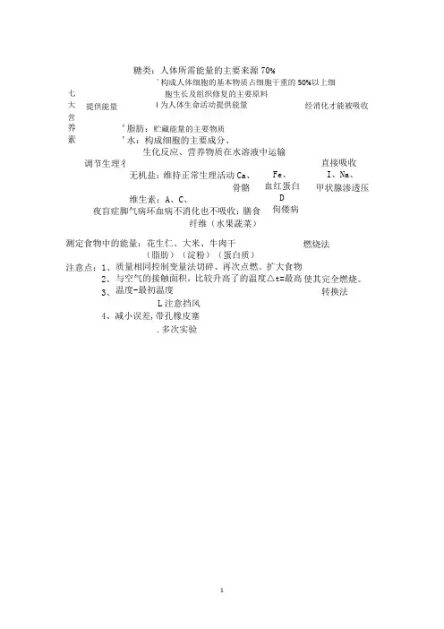 浙教版代谢与平衡知识点
