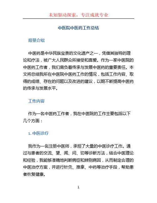 中医院中医药工作总结