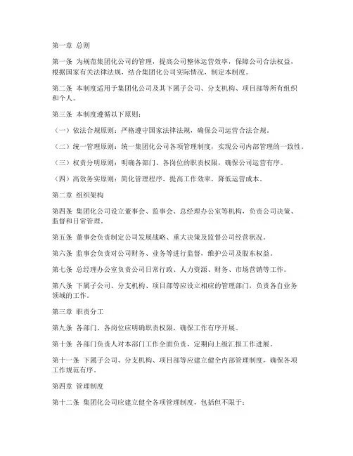 集团化公司管理制度