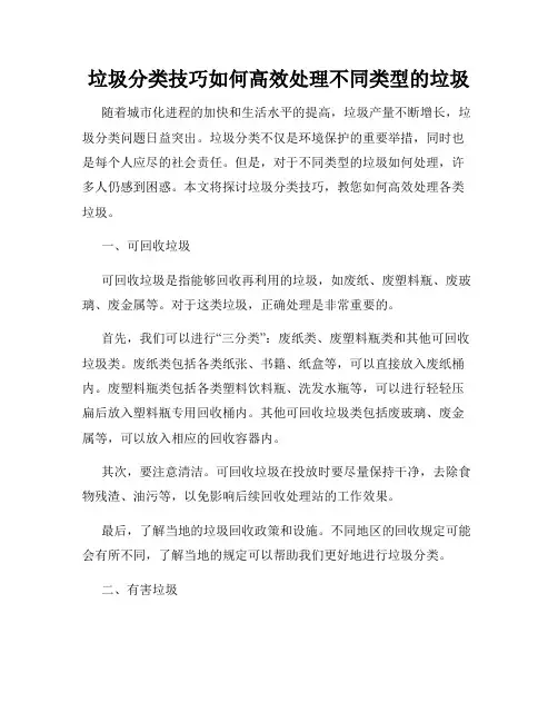 垃圾分类技巧如何高效处理不同类型的垃圾