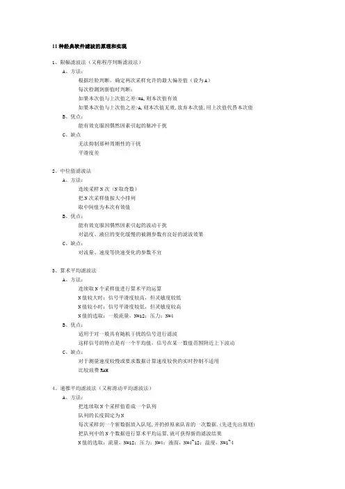 11种经典软件滤波的原理和实现58239