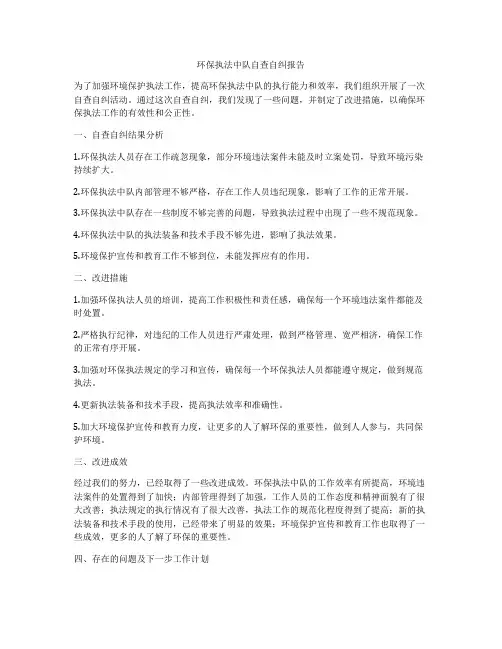环保执法中队自查自纠报告