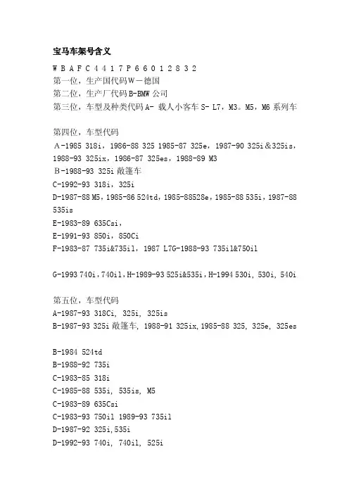 宝马车架号含义[整理]