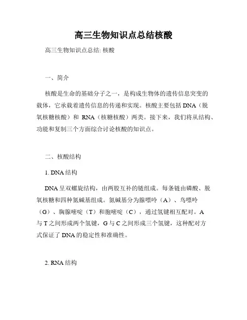 高三生物知识点总结核酸