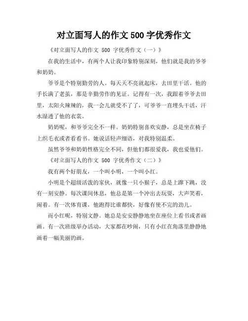 对立面写人的作文500字优秀作文