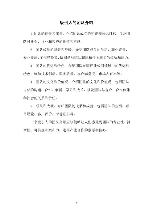 吸引人的团队介绍