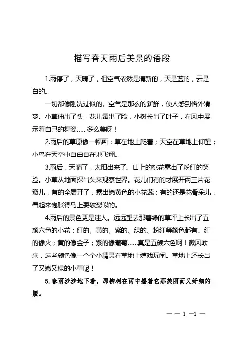 描写春天雨后美景的语段