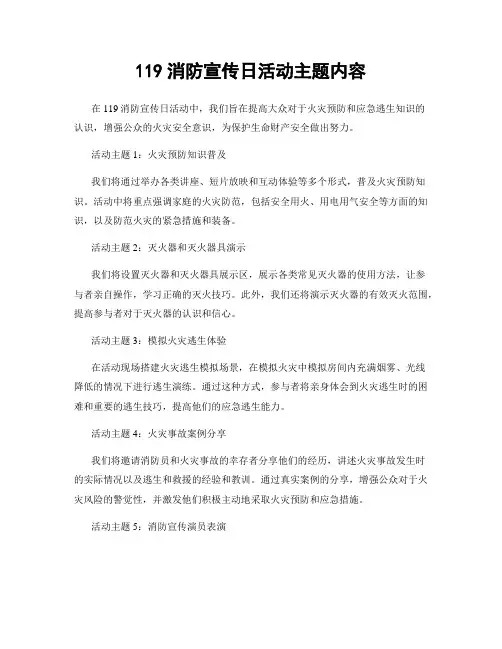 119消防宣传日活动主题内容