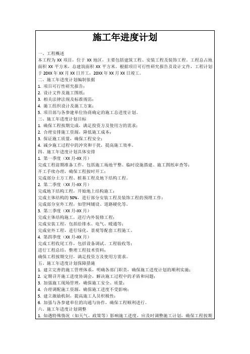 施工年进度计划