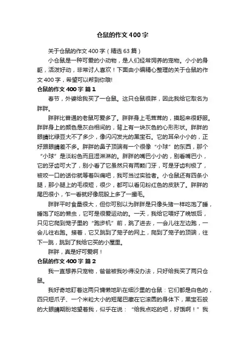 关于仓鼠的作文400字（精选63篇）