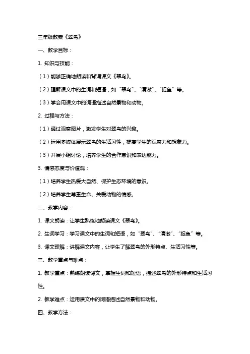 三年级教案《翠鸟》