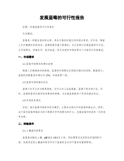 发展蓝莓的可行性报告