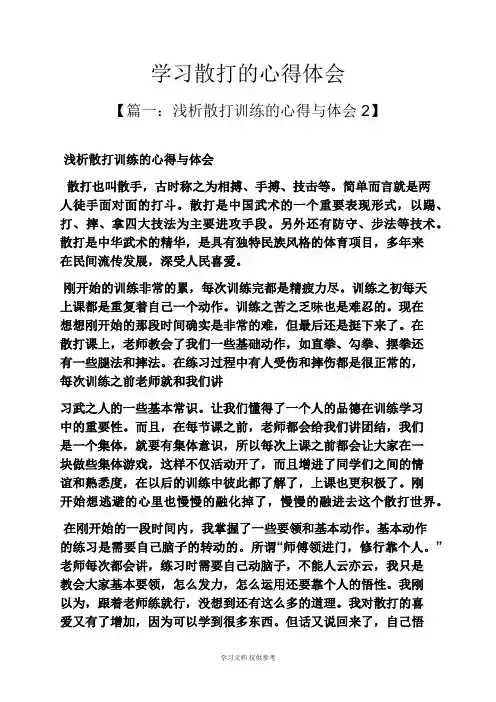 学习散打的心得体会