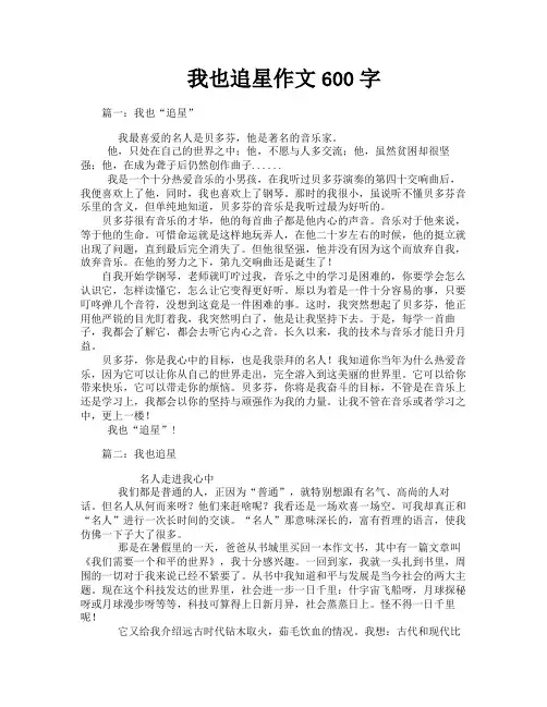 我也追星作文600字