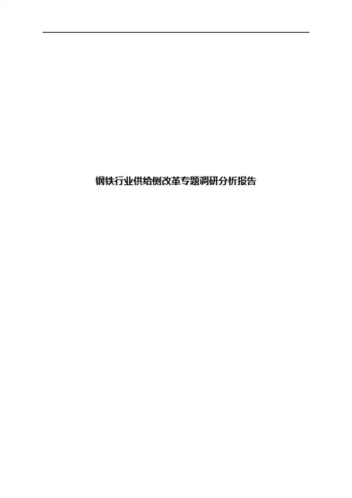 钢铁行业供给侧改革专题调研分析报告