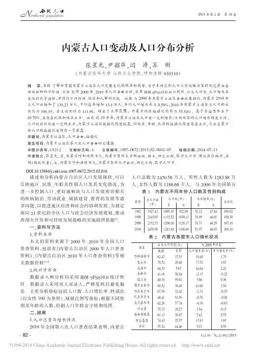 内蒙古人口变动及人口分布分析