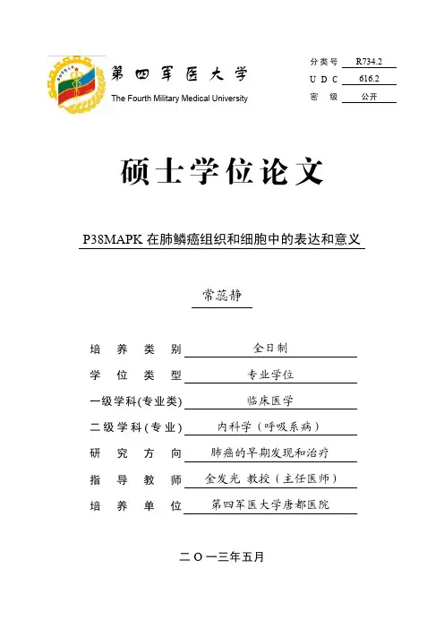 P38MAPK在肺鳞癌组织和细胞中表达和意义
