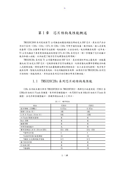 TMS320C28x系列DSP芯片结构及引脚功能