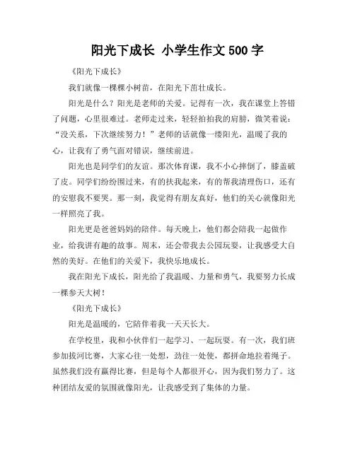 阳光下成长 小学生作文500字