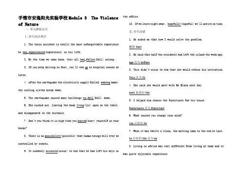 高考英语一轮复习构想 Module 3 The Violence o