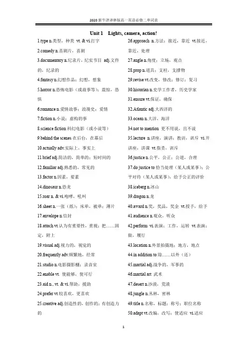 2020新牛津译林版高中英语必修二全册单词Word(精编打印)