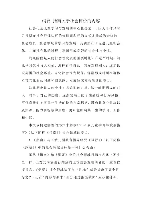 纲要 指南关于社会评价的内容