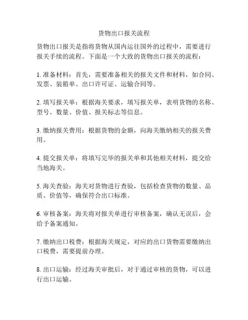 货物出口报关流程