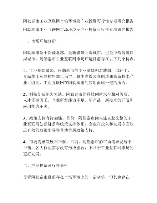 阿勒泰市工业互联网市场环境及产业投资可行性专项研究报告