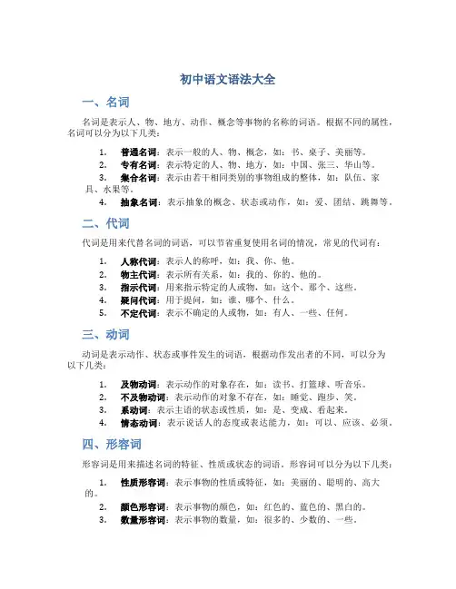 《初中语文语法大全》共张