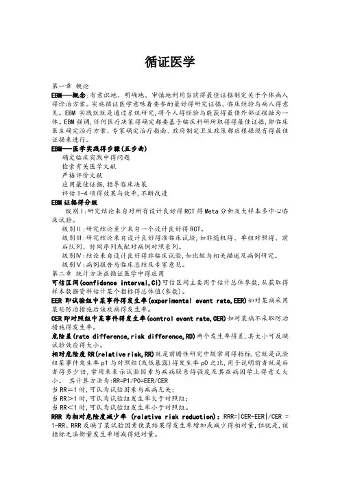 循证医学每章重点