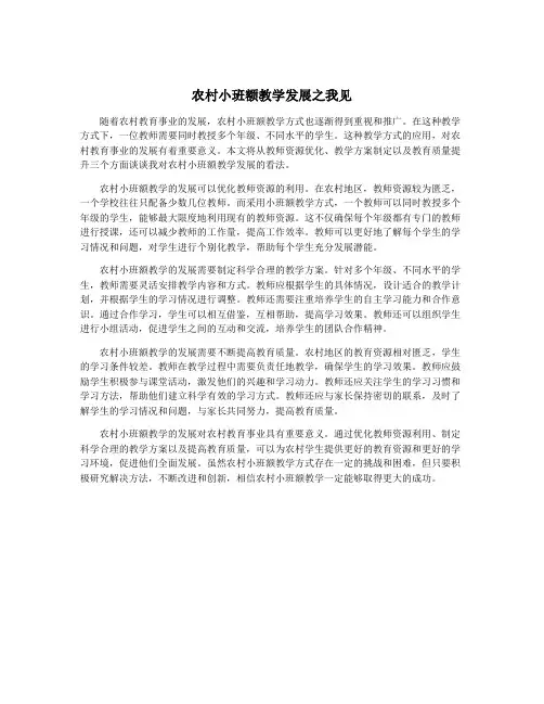 农村小班额教学发展之我见