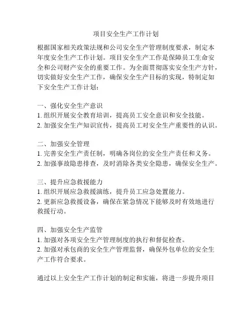 项目安全生产工作计划