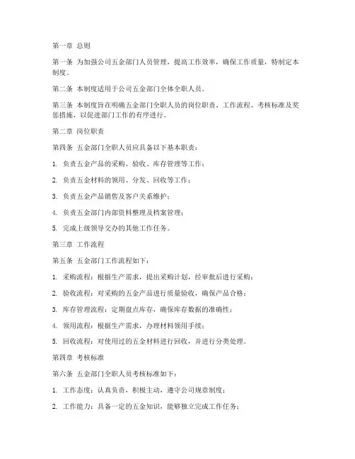 五金全职人员管理制度范本