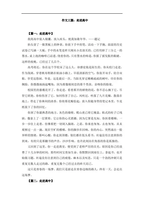 作文三篇：走进高中