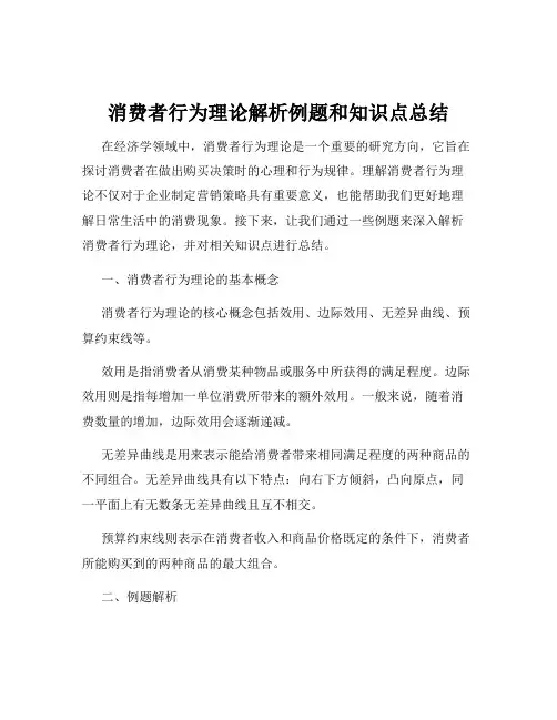 消费者行为理论解析例题和知识点总结