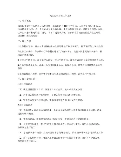 民生实事工程工作方案